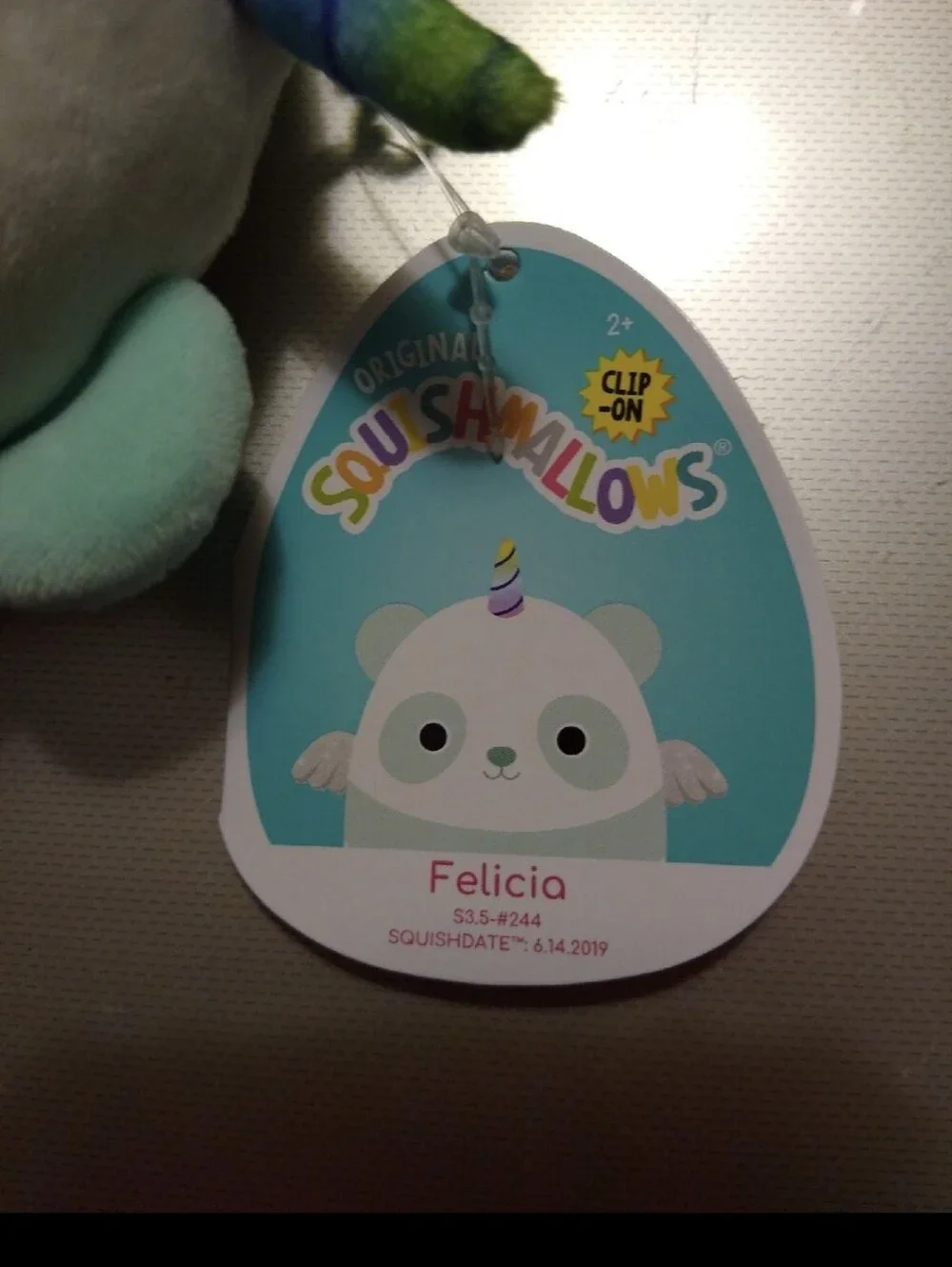 Squishmallows Felicia Panda Unicorn Keychain Bag Clip New